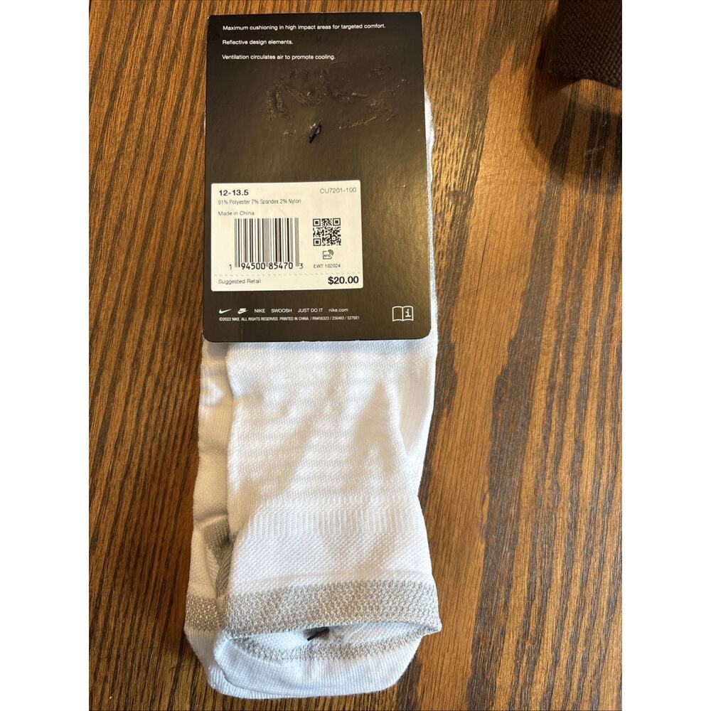 Nike Spark Running Cushioned Dri Fit No Show Men 12-13.5 White CU7201-100 - Picture 2 of 2